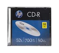 HP CD-R - 52 Discos en Blanco (80 minutos/700 MB), Paquete de 10 Discos Delgados con Caja de joyería