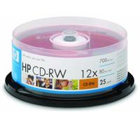 HP CD-RW 4x-12x Discos en Blanco (80 minutos/700 MB) - Caja para Tartas de 25 Discos