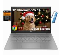 HP Chromebook 14 Laptop (14 pulgadas HD, Intel Celeron N4120 de 4 núcleos, 4 GB de RAM, 128 GB de almacenamiento, gráficos UHD 600) para el hogar y estudiantes, peso ligero y duración de la batería de