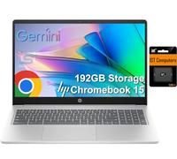 HP Chromebook Laptop 15 (15.6 pulgadas antirreflejos, Intel N200 (> i3-1115G4), 8 GB DDR5 RAM, 192 GB de almacenamiento (eMMC de 64 GB + tarjeta SD de 128 GB), KB numérico) para hogar y estudiantes