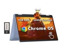 HP Chromebook x360 Laptop con pantalla táctil FHD de 14 pulgadas, procesador Intel N100, 4 GB de RAM, 224 GB de almacenamiento (64 GB eMMC + 160 GB de estación de acoplamiento), gráficos Intel UHD