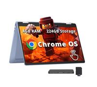 HP Chromebook x360 Laptop con pantalla táctil FHD de 14 pulgadas, procesador Intel N100, 4 GB de RAM, 224 GB de almacenamiento (64 GB eMMC + 160 GB de estación de acoplamiento), gráficos UHD, Wi-Fi 6