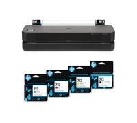 HP DesignJet T230 Impresora + 4 Cartuchos 712 Cartucho Negro, Cian, Magenta y Amarillo