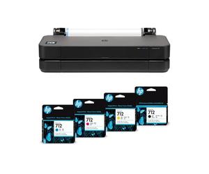 HP DesignJet T230 Impresora + 4 Cartuchos 712 Cartucho Negro, Cian, Magenta y Amarillo