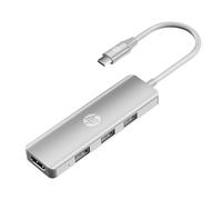 HP Estación de acoplamiento USB C, concentrador USB C multipuerto 5 en 1 con HDMI 4K, entrega de energía de 100 W, para portátiles, MacBook, iPad, Thinkpad y más, color plateado