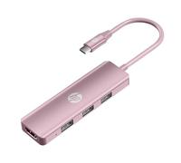 HP Estación de acoplamiento USB C, concentrador USB C multipuerto 5 en 1 con HDMI 4K, entrega de energía de 100 W, para portátiles, MacBook, iPad, Thinkpad y más, color rosa