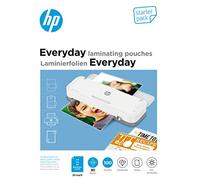 HP Everyday 9158 - Juego de 100 películas para plastificar en caliente, 80 micras, brillantes, transparentes