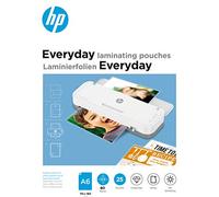 HP Everyday - Fundas para plastificar (25 unidades, tamaño A6, 80 micrones, brillantes), transparente