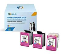 HP G&g 304xl Color Pack de 3 Cartuchos de Tinta remanufacturados - Eco Saver - Muestra Nivel de Tinta - reemplaza n9k07ae/n9k05