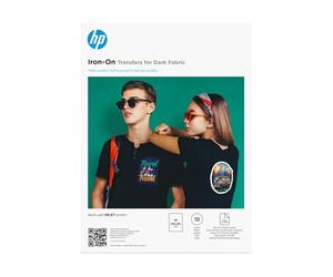 HP Iron-On Transfers, 8L1U7A, 10 hojas de papel de transferencia mate para tejido oscuro, compatible con impresoras de inyección de tinta, A4 210 x 297 mm