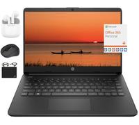 HP Laptop 2024 de 14 pulgadas delgada y ligera para estudiantes, Intel N4120 de cuatro núcleos, 16 GB de RAM, 384 GB (128 GB eMMC + tarjeta de 256 GB), 1 año Office 365, cámara web WiFi, Windows 11S