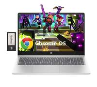 HP Laptop Chromebook HD de 15.6 pulgadas, procesador Intel N200, 8 GB LPDDR5, 224 GB de almacenamiento (eMMC de 64 GB + juego de estación de acoplamiento de 160 GB), gráficos Intel UHD, cámara web HD