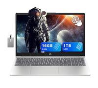 HP Laptop con pantalla táctil HD de 15.6 pulgadas, Intel i3-1215U, 16 GB de RAM, SSD PCIe de 1 TGB, almohadilla numérica, cámara web HD, carga rápida, gráficos Intel UHD, Win 11, plata, tarjeta USB