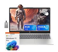 HP Laptop empresarial con pantalla táctil HD de 15.6 pulgadas, Intel i3-1215U, 8 GB DDR4 RAM, SSD PCIe de 256 GB, gráficos Intel UHD, teclado numérico, cámara HD de 720p, Windows 11 Pro, plata