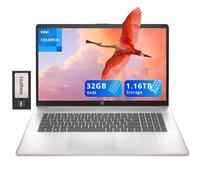 HP Laptop HD+ BrightView de 17.3 pulgadas, Intel Celeron N4120, 32 GB de RAM, 1.16 TB de almacenamiento (SSD de 1 TB + juego de estación de acoplamiento de 160 GB), gráficos Intel UHD, teclado de