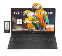 HP Laptop HD de 15.6 pulgadas, procesador Intel N200, 16 GB de RAM, 288 GB de almacenamiento (SSD de 128 GB + juego de estación de acoplamiento de 160 GB), gráficos Intel UHD, teclado numérico, cámara