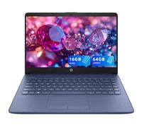 HP Laptop Premium Stream de 14 pulgadas HD BrightView, Intel Celeron N4120, 16 GB de RAM, 64 GB eMMC, cámara web HD, gráficos UHD, 1 año Office 365, Bluetooth, WiFi, HDMI, Win 11s, azul grisáceo