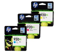 HP Officejet 920XL - Cartuchos de tinta para impresora (3 unidades), color cian, magenta y amarillo