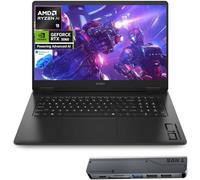HP OMEN RTX 5060 AI Gaming Laptop de 17.3 pulgadas, FHD IPS 144Hz, AMD Ryzen AI 9 365 (Beats Intel i9), NVIDIA RTX 5060, 32GB DDR5, 1TB SSD, RGB retroiluminado KB, luz azul baja, paquete con SSD