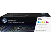 HP 131A U0SL1AM, Cian, Amarillo y Magenta, Cartuchos Tóner Originales, Pack de 3, para impresoras HP LaserJet Pro 200 color MFP M276, MFP M276n, MFP M276nw, M251, M251n y M251nw