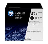 HP Pack de 2 cartuchos de tóner original LaserJet 42X de alta capacidad negro