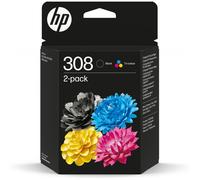 HP - Paquete de 2 Cartuchos de Tinta Original 308 negra/tricolor