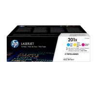 HP Paquete de 3 cartuchos de tóner cian/magenta/amarillo Originales LaserJet 201X de alta capacidad