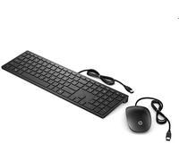Teclado y mouse HP Pavilion 400 (Versión extranjera) Bundle (4CE97AA) con cable (QWERTZ, 1.600 ppp, cable USB, 3 botones, rueda de desplazamiento), Negro