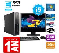 Hp PC Compaq 8300 SFF Core I5-2400 - Ordenador de sobremesa (procesador Intel Core i5-2400, memoria RAM de 4 GB, disco SSD de 240 GB, Wi-Fi, W7, pantalla de 22")