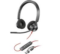 POLY Auriculares estéreo Blackwire 3320 con certificación Microsoft Teams USB-C + Adaptador USB-C/A