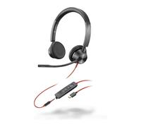POLY Auriculares estéreo Blackwire 3325 con certificación Microsoft Teams USB-C + Conector de 3,5 mm + Adaptador USB-C/A