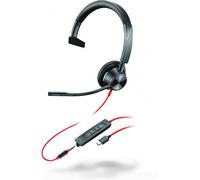 HP Poly - Auriculares monoaurales Poly Blackwire 3315 con certificación Microsoft Teams USB-C + Conector de 3,5 mm + Adaptador U