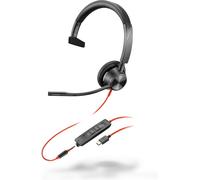 HP Poly - Auriculares monoaurales Poly Blackwire 3315 USB-C + Conector de 3,5 mm + Adaptador USB-C/A