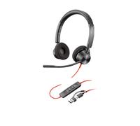 POLY Auriculares estéreo Blackwire 3320 con certificación Microsoft Teams USB-C + Adaptador USB-C/A