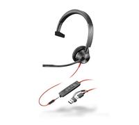 POLY Auriculares monoaurales Blackwire 3315 USB-C + Conector de 3,5 mm + Adaptador USB-C/A