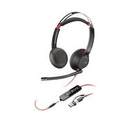 POLY Blackwire 5220 Stereo USB-C Headset +3.5mm Plug +USB-C/A Adapter (Bulk) Alámbrico Diadema Llamadas/Música USB Tipo C Negro, Rojo