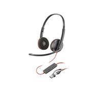HP Poly Blackwire C3220 Auricular supraaural con cable estéreo negro, micrófono, volumen ajustable, función de silencio.