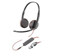 HP Poly Blackwire C3225 - Auriculares estéreo con conexión USB-C y 3.5 mm, cancelación de ruido, protector de sonido y brazo de micrófono flexible, color negro