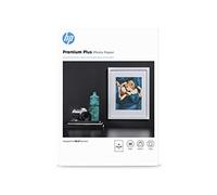 HP Premium Plus Photo Paper, CR672A, 20 hojas de papel fotográfico brillante avanzado, compatible con impresoras de inyección de tinta, A4, peso del material de impresión 300 g/m²