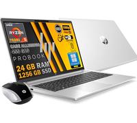 HP Probook 455 G10 - Ordenador portátil plateado de aluminio, RAM 24 GB, SSD 1256 GB, pantalla FullHD de 15,6 pulgadas, CPU Amd Ryzen 5 7530U 4,6 GHz, huella dactilar, Win11 Pro, ratón WIFI