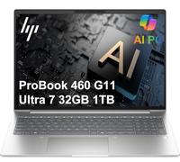 HP ProBook 460 G11 Laptop empresarial (16 pulgadas FHD+, Intel Ultra 7 155U, 32GB DDR5 RAM, 1TB SSD) HP Wolf Security, KB numérico retroiluminado, cámara web IR 1080P, huella dactilar, Ethernet, Win