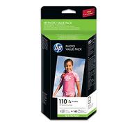 HP Q8898AE -Pack de cartuchos de impresión y papel fotográfico (HP serie 110, 140 hojas, 10 x 15 cm)