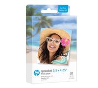 HP Sprocket 3.5 x 4.2 Pulgadas Zink Papel fotográfico con Respaldo Adhesivo (Paquete de 20) Compatible con Impresora fotográfica HP Sprocket 3 x 4