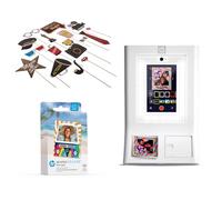 HP Sprocket Cabina fotográfica Impresora instantánea de Color(Blanca) + Papel Zink (100 Hojas) + Accesorios de Hollywood (1)