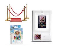 HP Sprocket Cabina fotográfica Impresora instantánea de Color (Blanca) + Papel Zink (100 Hojas) + Alfombra roja (1)