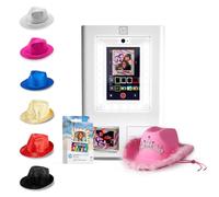HP Sprocket Cabina fotográfica Impresora instantánea de Color (Blanca) + Papel Zink (100 Hojas) + Fedoras (6) + Sombrero Rosa (1)