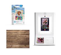 HP Sprocket Cabina fotográfica Impresora instantánea de Color (Blanca) + Papel Zink (100 Hojas) + Fondo fotográfico con Pared de Madera Vintage (1)