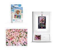 HP Sprocket Cabina fotográfica Impresora instantánea de Color (Blanca) + Papel Zink (100 Hojas) + Fondo fotográfico con Rosas (1)