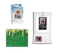 HP Sprocket Cabina fotográfica Impresora instantánea de Color (Blanca) + Papel Zink (100 Hojas) + Fondo fotográfico con Hojas (1)