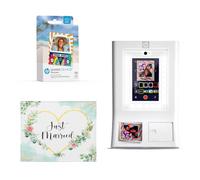 HP Sprocket Cabina fotográfica Impresora instantánea de Color (Blanca) + Papel Zink (100 Hojas) + Fondo fotográfico de Boda (1)